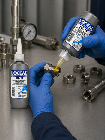 Klej Loxeal typ 56-11 w pojemniku 50 ml podczas pracy