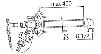Zawór ogrodowy mrozoodporny ORAS - wymiarowanie
