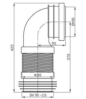 Kolano WC elastyczne do stelaży podtynkowych - wymiarowanie
