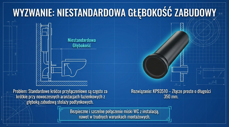 Złącze proste do stelaża podtynkowego WC L-350