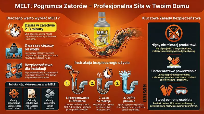 Profesjonalny udrażniacz do rur kanalizacyjnych MELT 750ml