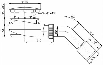 Syfon brodzikowy extra niski 51 mm wymiary - wymiarowanie