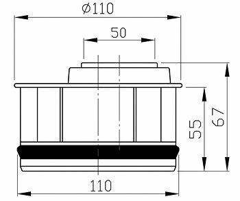 Adapter na bosą rurę 110/50 bez kielicha - wymiarowanie