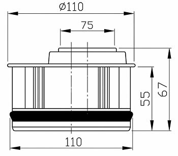 Adapter na bosą rurę 110/75 bez kielicha - wymiarowanie