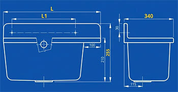 Zlew gospodarczy z półką - wymiarowanie