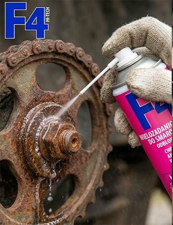 Odblokowanie zardzewiałej nakrętki na urządzeniu preparatem F4