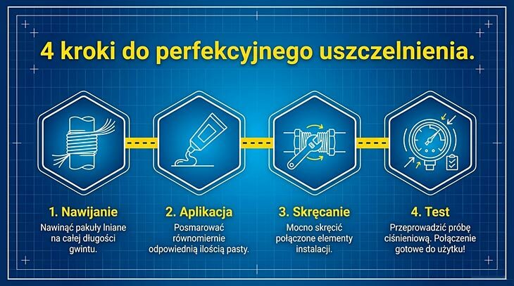 Pasta UNIPAK 250 g - cztery kroki do perfekcyjnego uszczelnienia gwintów