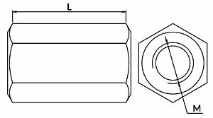 Wymiary złączki metrycznej - rysunek techniczny